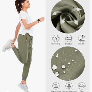 2X New Northyard Ladies Atletic Casual Jogger Exercise Pants w/pockets-Army Grn